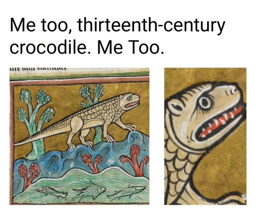 Title captioned on image of bizarre creature from medieval manuscript